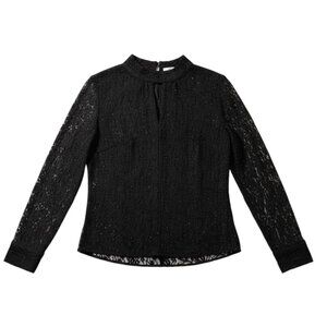 NWT Elie Tahari Black Lace Mock Neck Top - Glimmering Detail - XS MSRP $295
